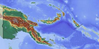 Papua ny guinea topografisk kort