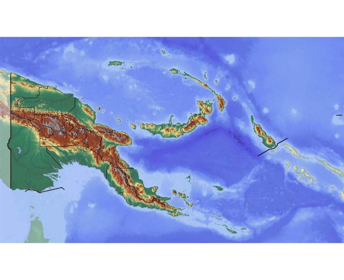 papua ny guinea topografisk kort