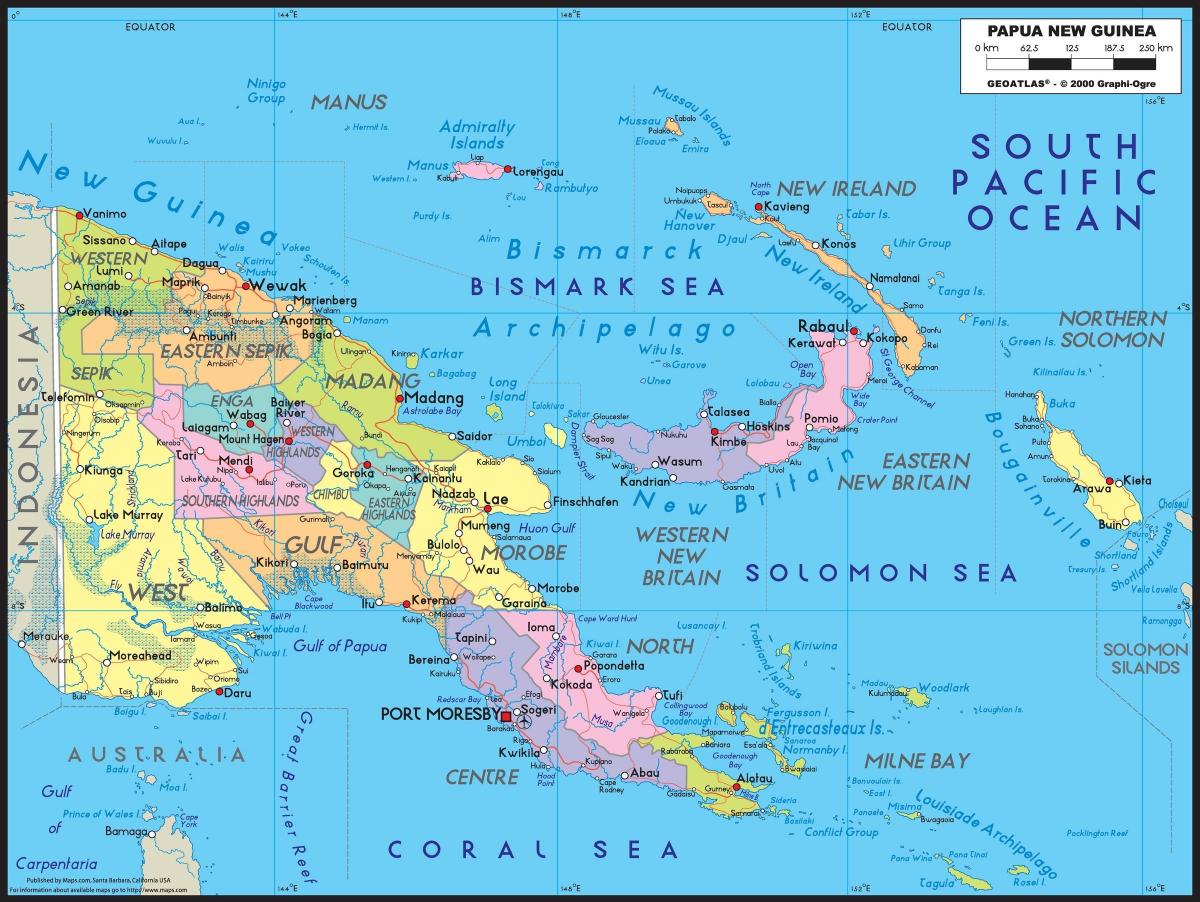 detaljeret kort over papua ny guinea