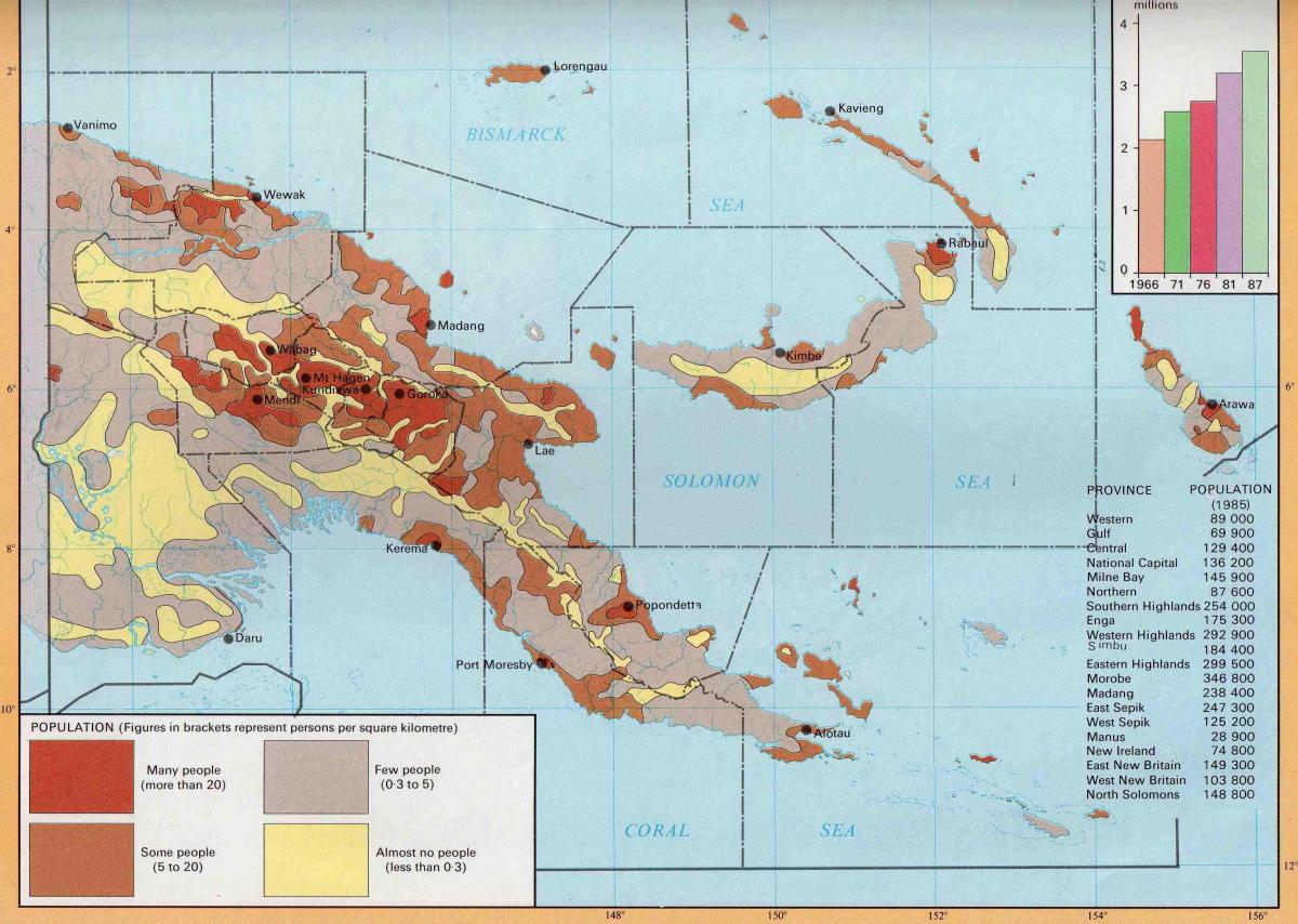 kort af papua ny guineas befolkning