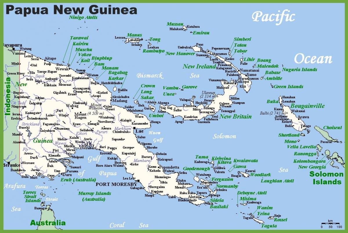papua ny guinea på kort