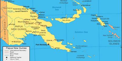 Kort over papua ny guinea og de omkringliggende lande